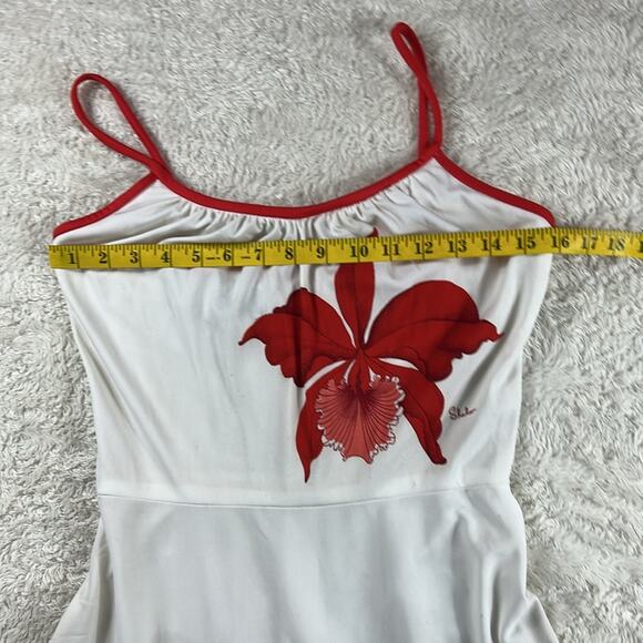 Vintage 70s Alfred Shaheen graphic print red flower maxi dress, 8 - Picture 5 of 15